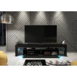 Mex Furniture LTD TV Unit Nova 200cm - Black with Gloss Doors & LED Lights - thumbnail 6