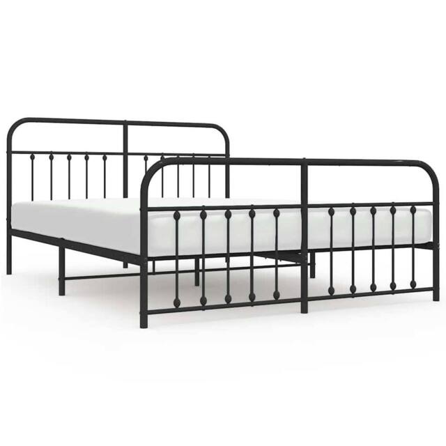 Berkfield Home Metal Bed Frame with Headboard & Footboard Black 183x213 cm - image 1