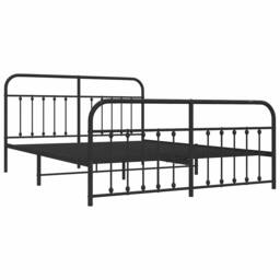 Berkfield Home Metal Bed Frame with Headboard & Footboard Black 183x213 cm - thumbnail 4