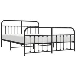 Berkfield Home Metal Bed Frame with Headboard & Footboard Black 183x213 cm - thumbnail 5