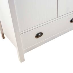 Berkfield Home Modern 3-Door Wardrobe Hill White 127x50x170 cm Solid Pine Wood - Size: 127 x 50 x 170 cm - thumbnail 7