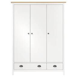 Berkfield Home Modern 3-Door Wardrobe Hill White 127x50x170 cm Solid Pine Wood - Size: 127 x 50 x 170 cm - thumbnail 1