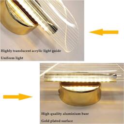 Goeco Indoor LED Wall Light, 12 W Modern Tri-Colour Wall Light, for Bedroom in Gold - thumbnail 4
