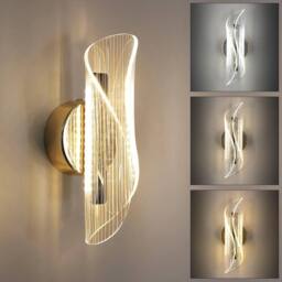 Goeco Indoor LED Wall Light, 12 W Modern Tri-Colour Wall Light, for Bedroom in Gold - thumbnail 1