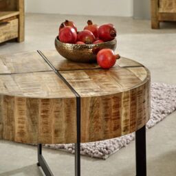 IH Design Bratton Mango Wooden Coffee Table With Metal Legs in Brown - thumbnail 3