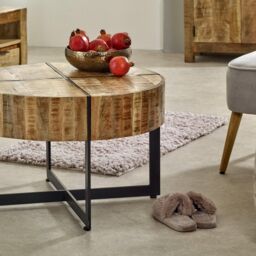 IH Design Bratton Mango Wooden Coffee Table With Metal Legs in Brown - thumbnail 2