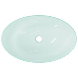 Berkfield Home Basin Tempered Glass 54.5x35x15.5 cm Frosted in Cream - thumbnail 5