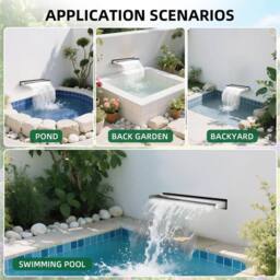 NESTLUNE 30cm Stainless Steel Water Blade Cascade Pond Waterfall Fountain in Silver - thumbnail 5