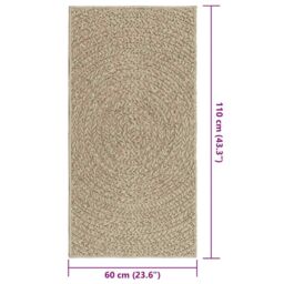 Berkfield Home Rug ZIZUR Beige 60x110 cm Jute Look Indoor & Outdoor - Size: Medium - thumbnail 9