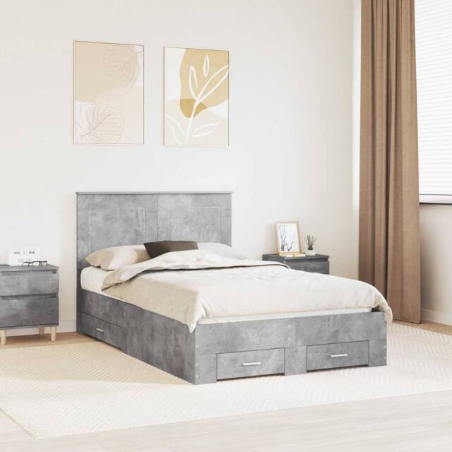 Berkfield Home Bed Frame Concrete Grey 120 x 190 cm Engineered Wood - image 1