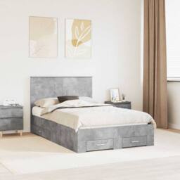 Berkfield Home Bed Frame Concrete Grey 120 x 190 cm Engineered Wood - thumbnail 1
