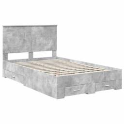 Berkfield Home Bed Frame Concrete Grey 120 x 190 cm Engineered Wood - thumbnail 4