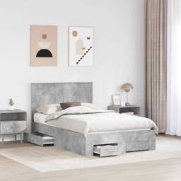 Berkfield Home Bed Frame Concrete Grey 120 x 190 cm Engineered Wood - thumbnail 3