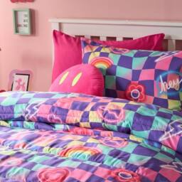 OHS Kids Checkerboard Coverless 10.5 Tog Duvet Set with Pillowcase - Size: Single - thumbnail 2