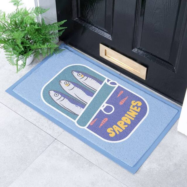 Artsy Mats Sardine Tin Indoor/Outdoor Doormat (70x40cm) in Blue - Size: 40 cm x 70 cm - image 1