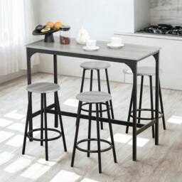 Pirlo Plush 5-Piece Dining Table & Stool Set Kitchen Living Room Industrial Grey - thumbnail 1