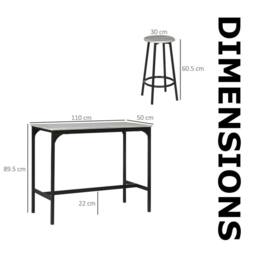 Pirlo Plush 5-Piece Dining Table & Stool Set Kitchen Living Room Industrial Grey - thumbnail 8