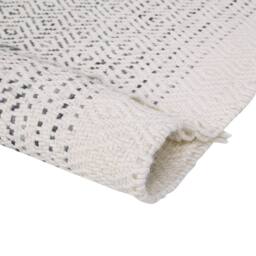 Wyld and Coco Handwoven White and Grey Wool Cotton Rug Flat Weave Tassels - Size: 80 cm x 150 cm - thumbnail 4