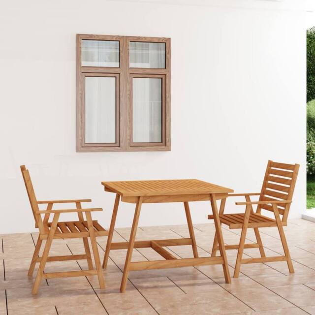 Berkfield Home 3 Piece Garden Dining Set Solid Acacia Wood in Brown - image 1