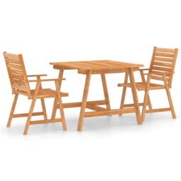 Berkfield Home 3 Piece Garden Dining Set Solid Acacia Wood in Brown - thumbnail 2