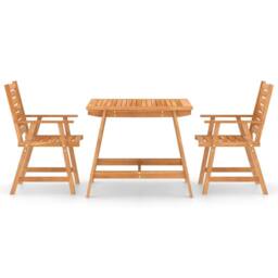 Berkfield Home 3 Piece Garden Dining Set Solid Acacia Wood in Brown - thumbnail 3