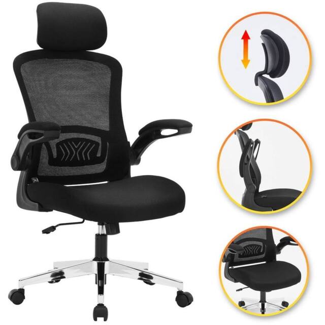 EONLION Black, Model 744 Ergonomic Office Chair for Work & Study Chair in Black - Size: 100 cm - image 1