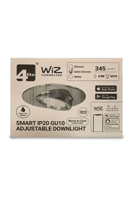 4Lite Smart 4lite WiZ WiFi/BT Connected SMARTLEDSATIN CHROME IP20 with TuneableWhiteGU10Lamp - image 1