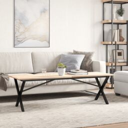 Berkfield Home Coffee Table Legs X-Frame 140x30x43 cm Cast Iron in Black - Size: 140 x 30 x 43 cm - thumbnail 3