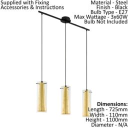 Loops Ceiling Pendant Light & 2x Matching Wall Lights Clear Glass & Gold Shade Lamp - thumbnail 2