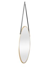 nielsen Amos Round Metal Mirror With Leather Hanging Strap 50Cm in Gold - thumbnail 3