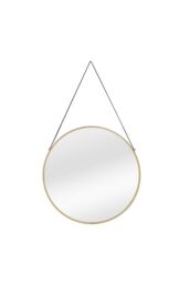 nielsen Amos Round Metal Mirror With Leather Hanging Strap 50Cm in Gold