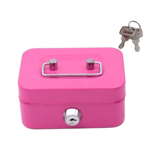 FLAVORA Pink Lockable Metal Cash Box Secure Money Storage - Size: 500mm - image 1