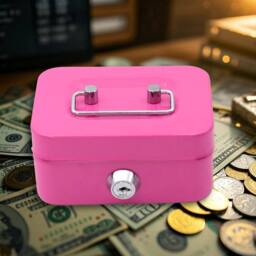 FLAVORA Pink Lockable Metal Cash Box Secure Money Storage - Size: 500mm - thumbnail 3