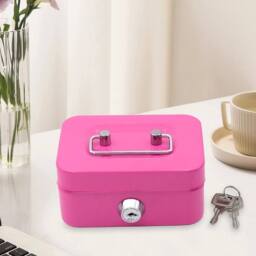 FLAVORA Pink Lockable Metal Cash Box Secure Money Storage - Size: 500mm - thumbnail 4