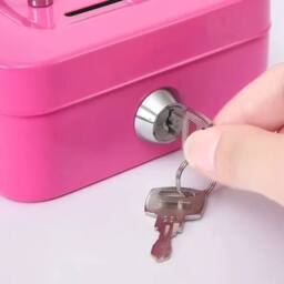 FLAVORA Pink Lockable Metal Cash Box Secure Money Storage - Size: 500mm - thumbnail 6