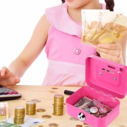 FLAVORA Pink Lockable Metal Cash Box Secure Money Storage - Size: 500mm - thumbnail 5
