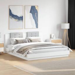 Berkfield Home Soft Bed Frame without Mattress White 200x200cm - Size: 200x200 cm - thumbnail 2