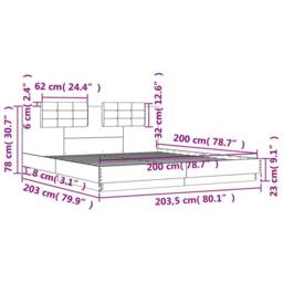 Berkfield Home Soft Bed Frame without Mattress White 200x200cm - Size: 200x200 cm - thumbnail 9