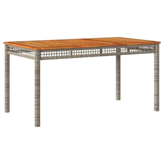 Berkfield Home Garden Table Grey 140x80x75 cm Poly Rattan Acacia Wood - Size: 140 x 80 x 75 cm - image 1