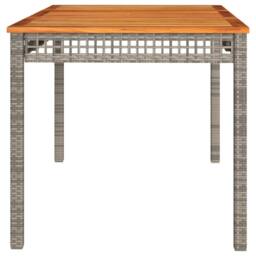 Berkfield Home Garden Table Grey 140x80x75 cm Poly Rattan Acacia Wood - Size: 140 x 80 x 75 cm - thumbnail 5