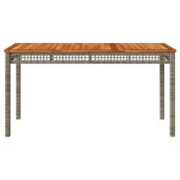 Berkfield Home Garden Table Grey 140x80x75 cm Poly Rattan Acacia Wood - Size: 140 x 80 x 75 cm - thumbnail 4