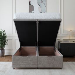 Bedmaster Luxury Velvet Ottoman Divan Base & Plain Headboard in Light Grey - Size: Double - thumbnail 4
