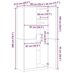 Berkfield Home Wardrobe Smoked Oak 90x50x200 cm Engineered Wood in Brown - Size: 90 x 50 x 200 cm - thumbnail 9