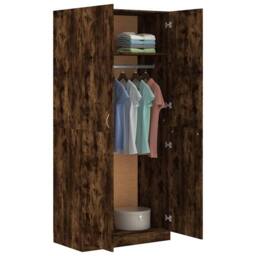 Berkfield Home Wardrobe Smoked Oak 90x50x200 cm Engineered Wood in Brown - Size: 90 x 50 x 200 cm - thumbnail 7
