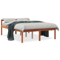 Berkfield Home Senior Bed without Mattress Wax Brown 135x190 cm Double Solid Wood Pine - thumbnail 2