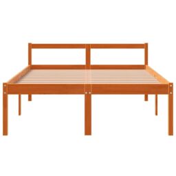 Berkfield Home Senior Bed without Mattress Wax Brown 135x190 cm Double Solid Wood Pine - thumbnail 4