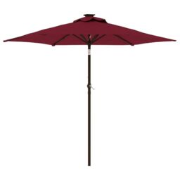 Berkfield Home Garden Parasol with LEDs & Steel Pole Bordeaux Red 225x225x212cm - Size: 225 x 225 x 212 cm - thumbnail 2