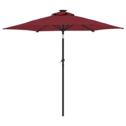 Berkfield Home Garden Parasol with LEDs & Steel Pole Bordeaux Red 225x225x212cm - Size: 225 x 225 x 212 cm - thumbnail 6