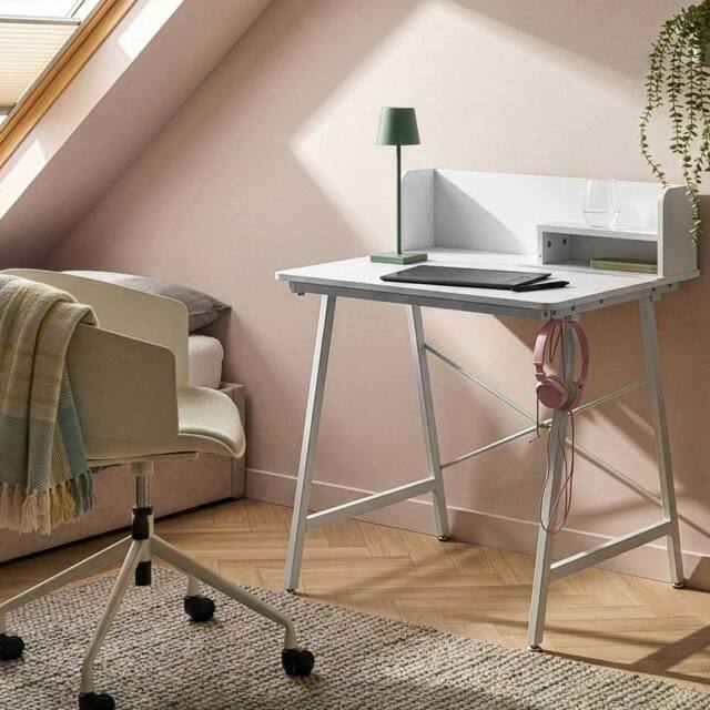 Wyld and Coco Tilting Drawing Desk - White Particle Board Iron Legs - image 1
