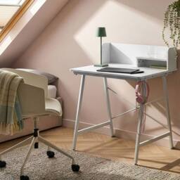 Wyld and Coco Tilting Drawing Desk - White Particle Board Iron Legs - thumbnail 1